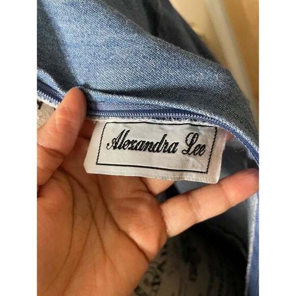 Alexandra Lee Denim Vintage Dress Rosette Embellished Pleated Barn Style - Picture 10 of 10